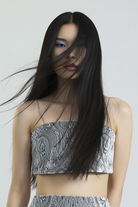 Limited Edition Danae Spiralia - Gri Kadife Crop Top - 0