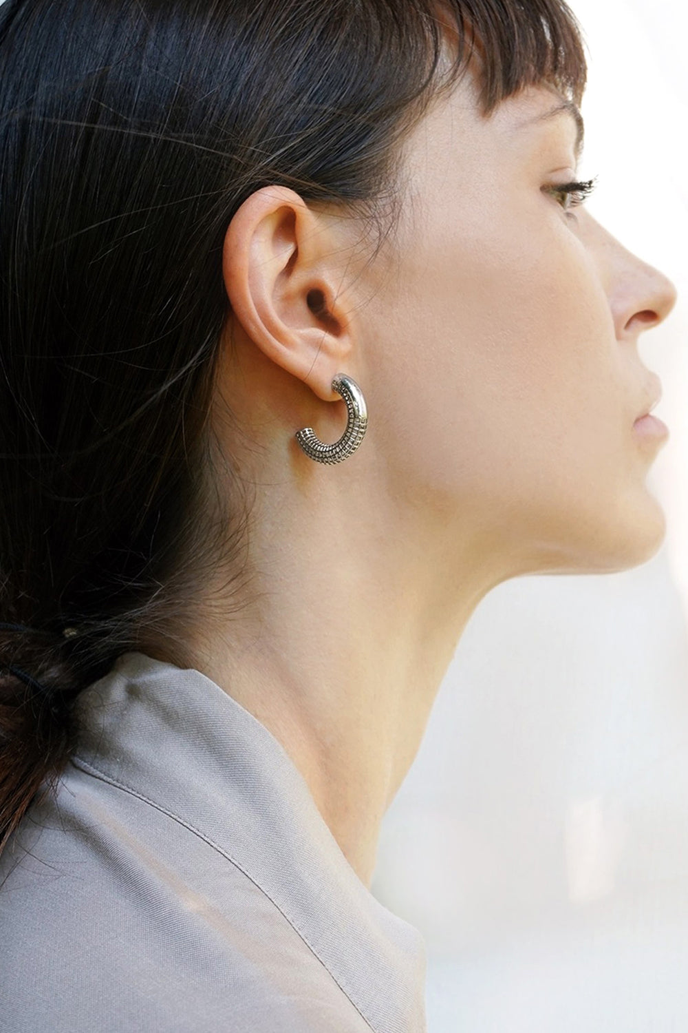 25mm Luki Gümüş Halka Küpe - 2