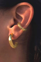 Luki 14 Ayar Mikro Altın Kaplama Gümüş Halka Kadın Küpe - 1