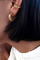 Luki 14 Ayar Mikro Altın Kaplama Gümüş Halka Kadın Küpe - 3