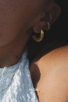 Luki 14 Ayar Mikro Altın Kaplama Gümüş Halka Kadın Küpe - 5