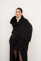 Omuz Detaylı Uzun Kaşe Kaban - 1