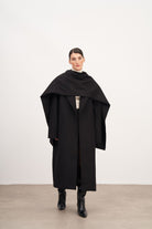 Omuz Detaylı Uzun Kaşe Kaban - 3