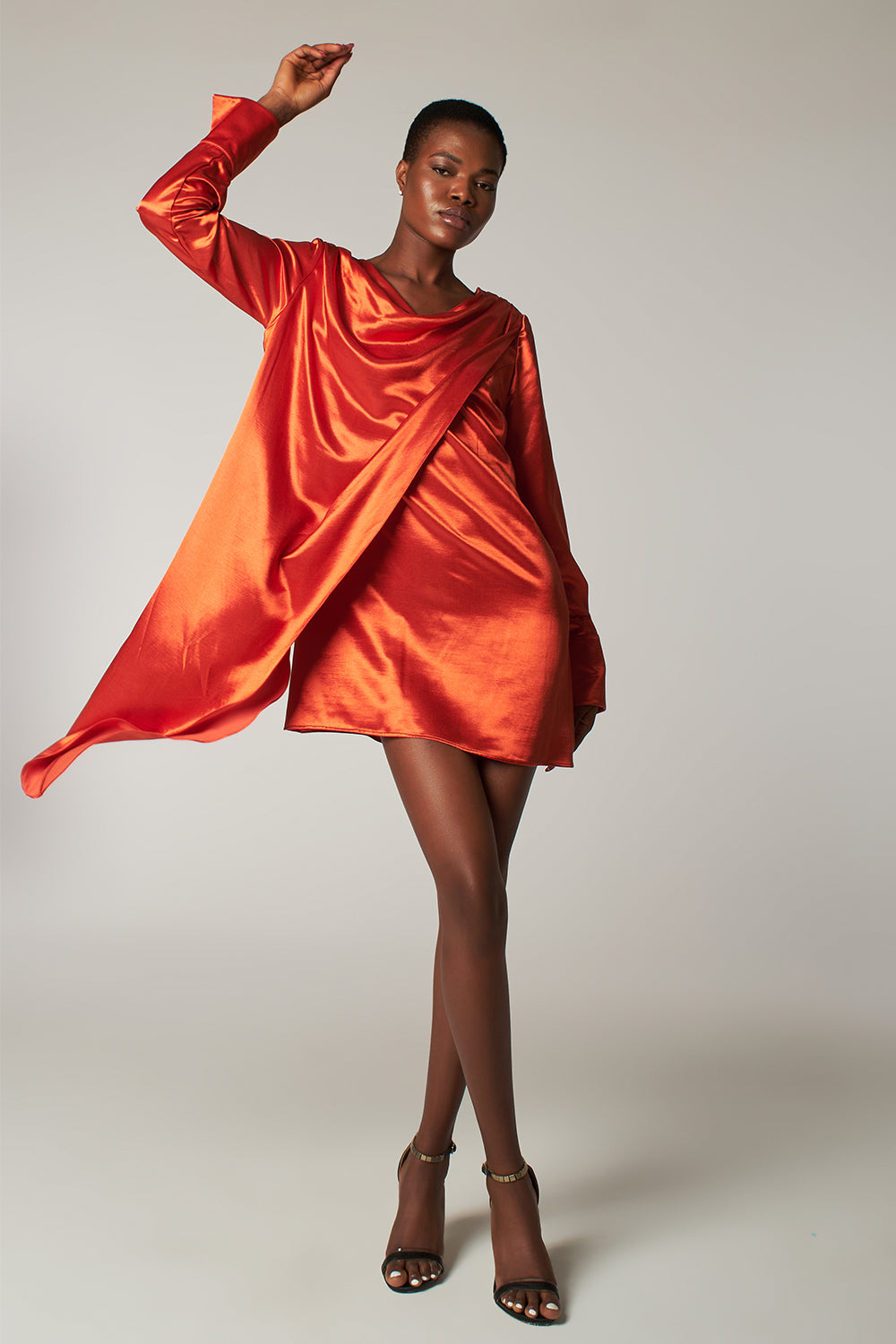 Turuncu Asimetrik Elbise Vi̇Na - 0