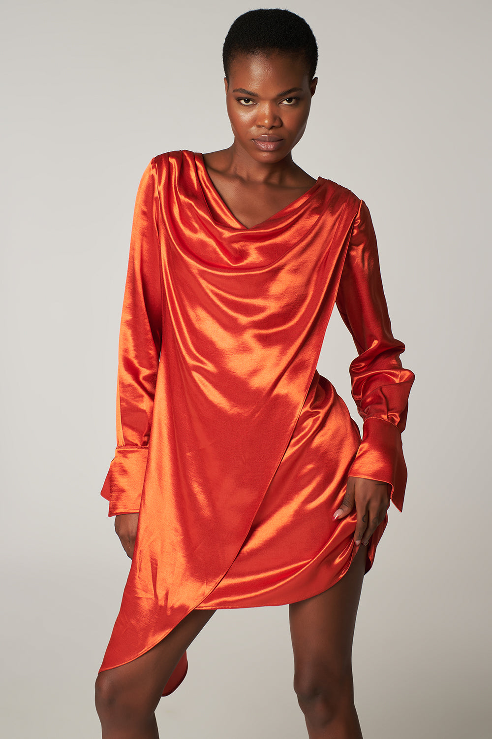 Turuncu Asimetrik Elbise Vi̇Na - 2