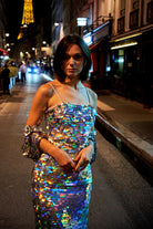 Hologram Payetli Otrişli Midi Elbise Ariel - 5