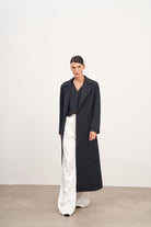 Geniş Omuz Detaylı Maxi Trençkot - 0