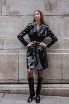 Kemer Detaylı Rugan Midi Trençkot - 0