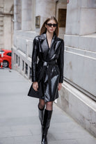 Kemer Detaylı Rugan Midi Trençkot - 1