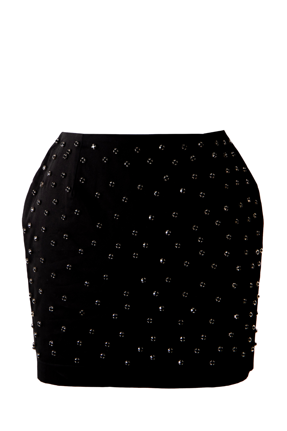 Siyah Mini Form Taş İşlemeli Kanvas Etek - 2