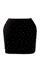 Siyah Mini Form Taş İşlemeli Kanvas Etek - 2