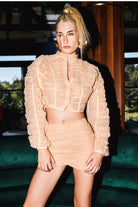 Cloudy Tulle Draped Crop Jacket - 0