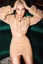 Cherry Tulle Draped Mini Skirt - 0