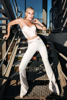 Emma Trousers With Lace Detail, High Waist - 0