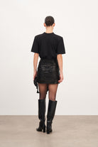 Payetli Yırtmaç Detaylı Mini Etek - 3