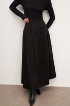 Pileli Cep Detaylı Uzun Etek - 3