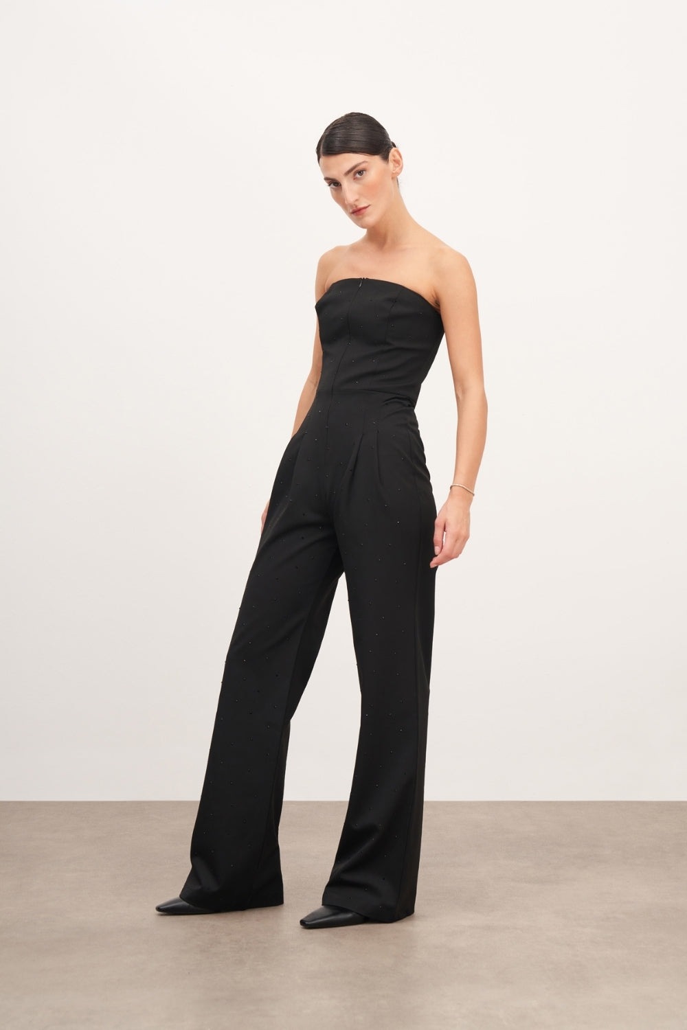 Fermuar Detaylı Straplez Tulum - 0