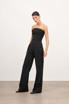 Fermuar Detaylı Straplez Tulum - 0