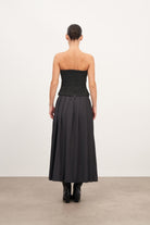 Pileli Yırtmaç Ve Cep Detaylı Uzun Etek - 5