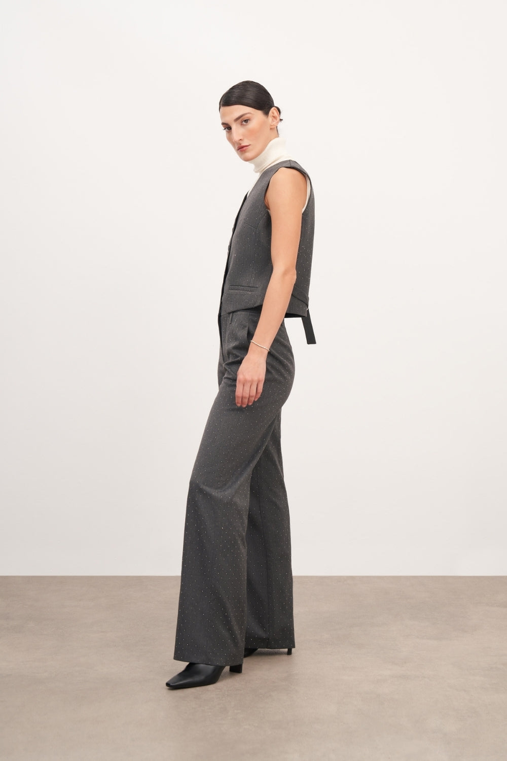 Füme Pileli Geniş Kesim Pantolon - 2