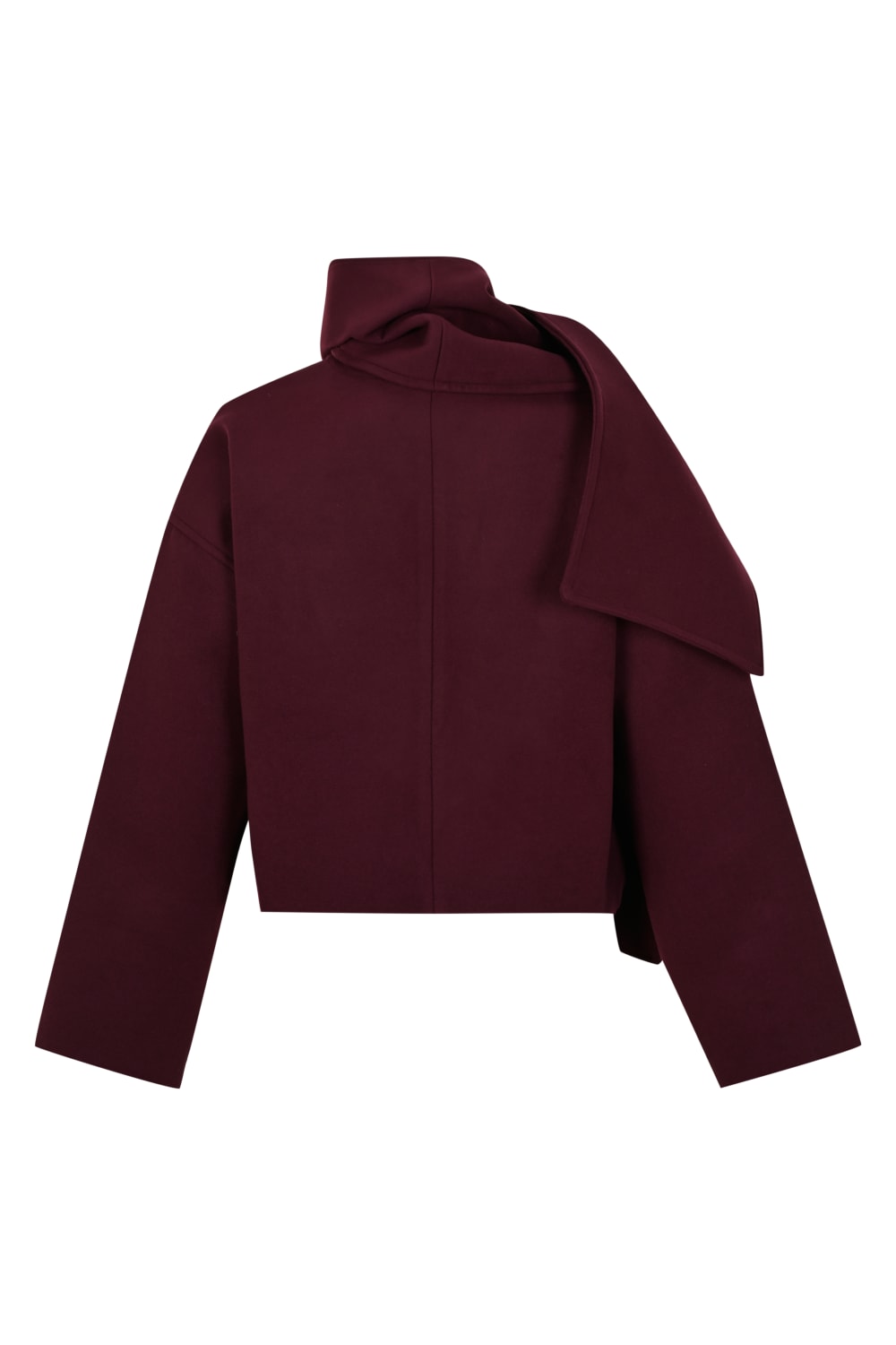 Bordo Şal Detaylı Kaşe Ceket - 4