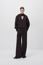 Acı Kahve Şal Detaylı Kaşe Ceket - 2