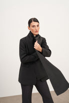 Füme Şal Detaylı Kaşe Blazer Ceket - 0