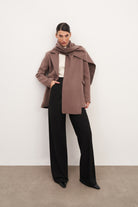 Vizon Şal Detaylı Kaşe Blazer Ceket - 0