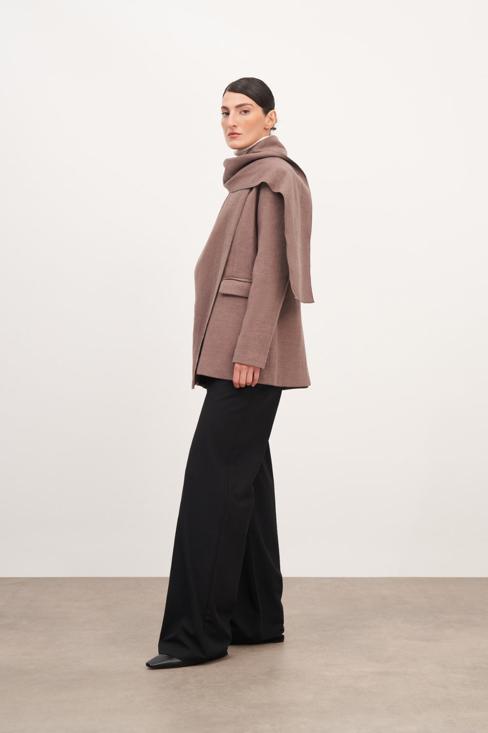 Vizon Şal Detaylı Kaşe Blazer Ceket - 2