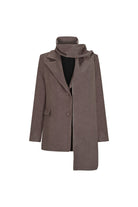 Vizon Şal Detaylı Kaşe Blazer Ceket - 4