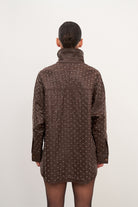 Acı Kahve Boncuk İşlemeli Oversize Gömlek - 3