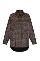 Acı Kahve Boncuk İşlemeli Oversize Gömlek - 4