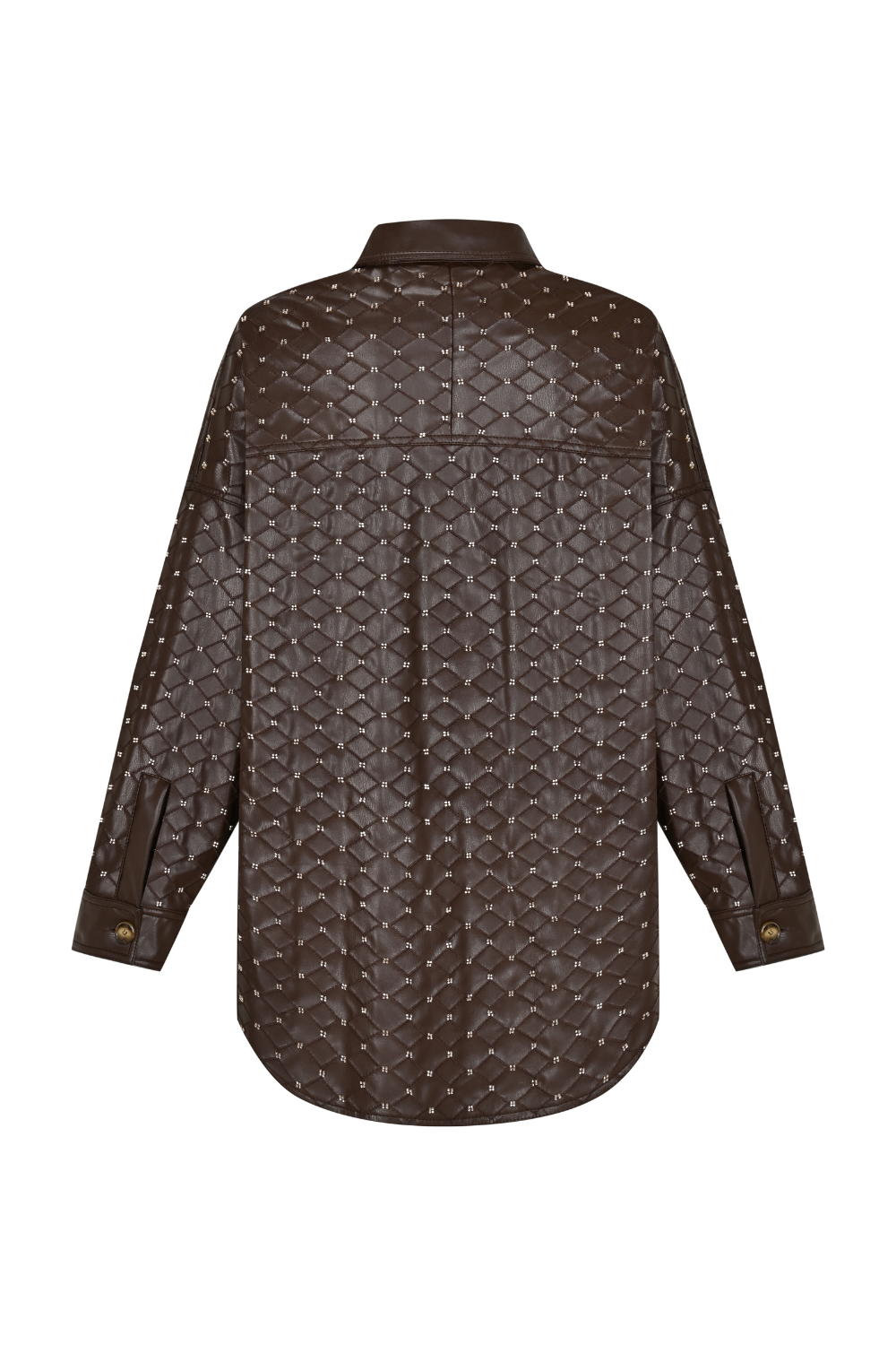 Acı Kahve Boncuk İşlemeli Oversize Gömlek - 5