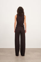 Acı Kahve Pileli Geniş Kesim Pantolon - 3