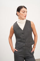 Füme Düğme Detaylı Yelek - 0