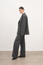 Füme Çift Cep Detaylı Oversize Blazer Ceket - 4