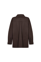 Taş İşlemeli Acı Kahve Oversize Gömlek - 5