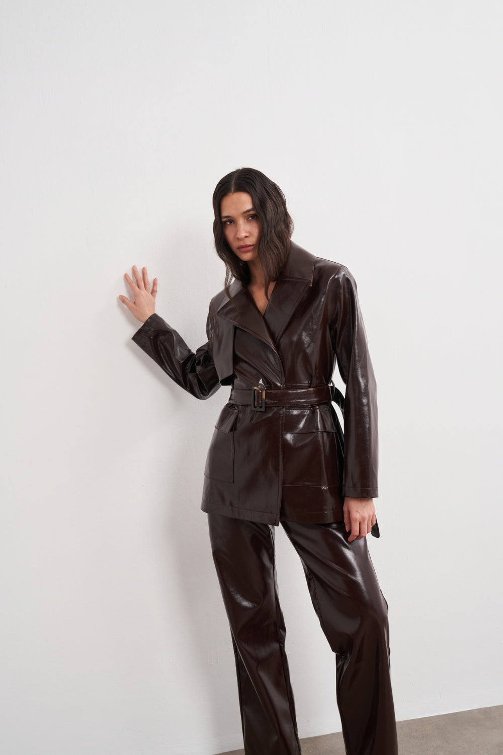 Acı Kahve Damarlı Deri Pantolon - 2