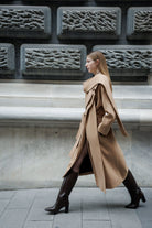 Bej Çift Yaka Uzun Kaban - 0