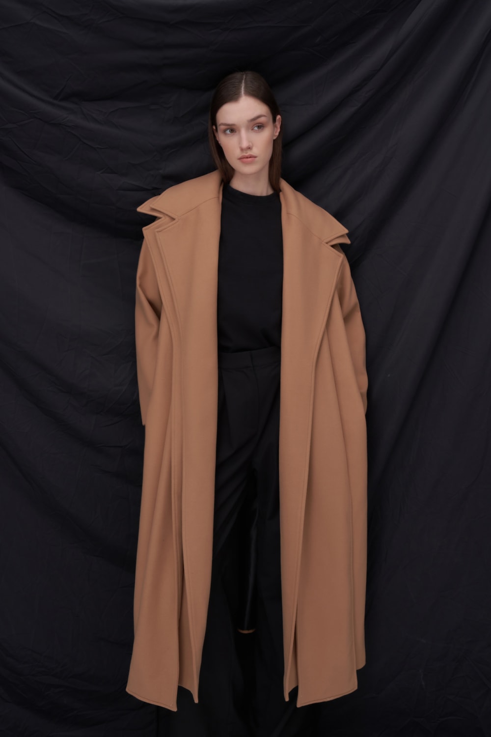 Bej Çift Yaka Uzun Kaban - 9