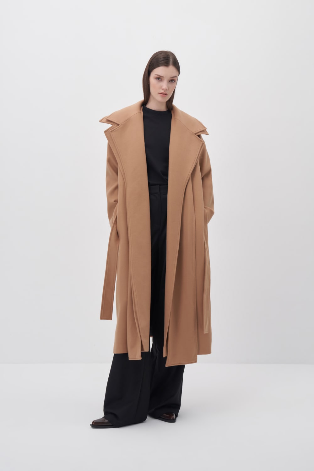 Bej Çift Yaka Uzun Kaban - 6