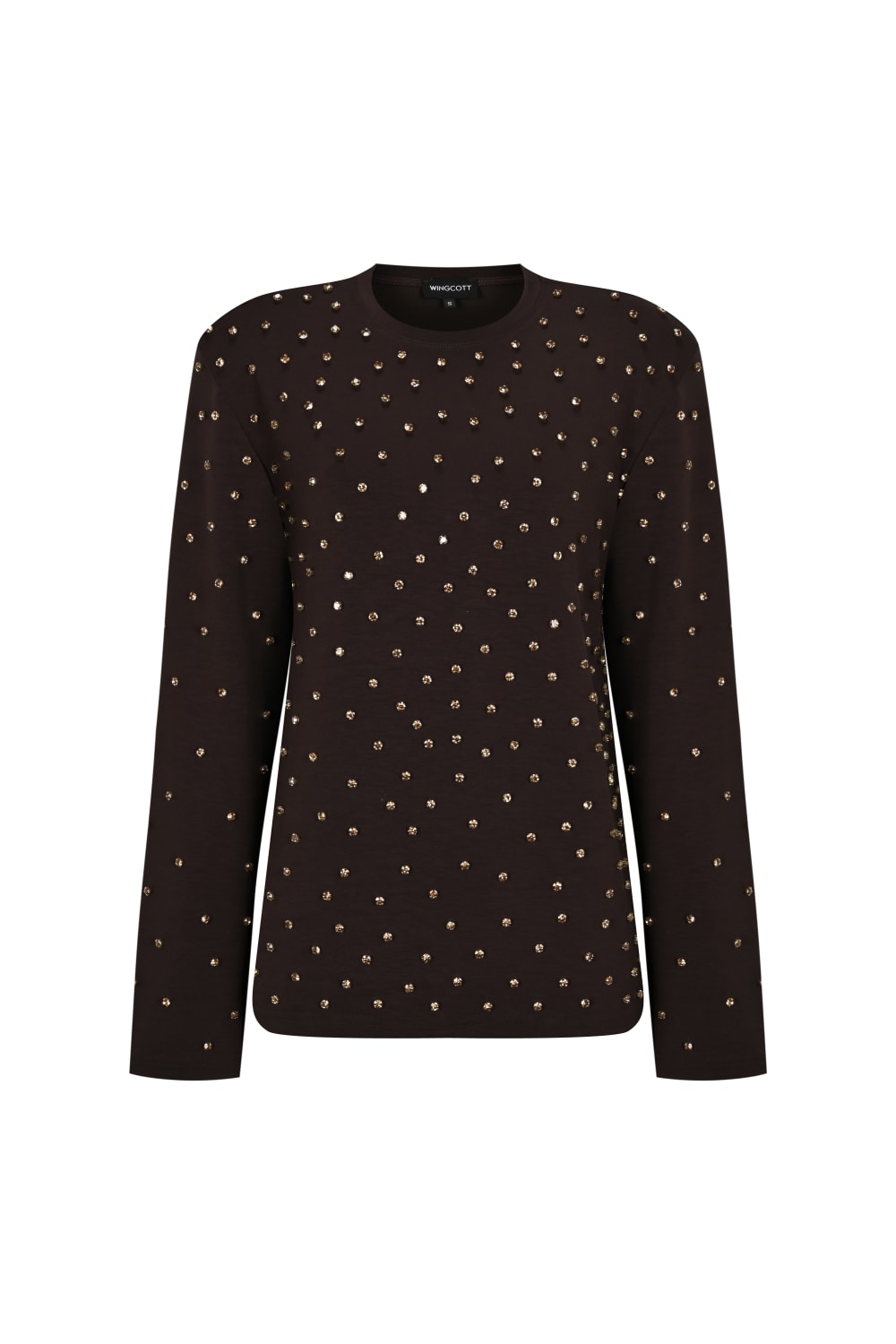 Acı Kahve Taş İşlemeli Vatkalı Uzun Kollu Tişört - 2