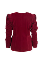 İnci Düğme Detaylı Bordo Kadife Ceket - 2