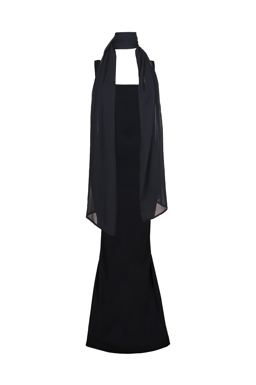 Kare Yaka Siyah Elbise - 1