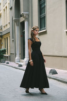 Luna Siyah Midi Elbise - 0