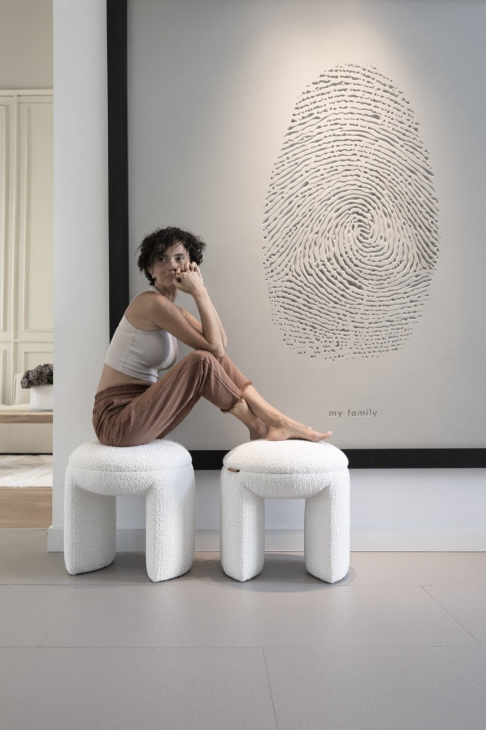 Macaron Puf | Beyaz Renkli Minimal Ve Şık Oturma Pufu - 2