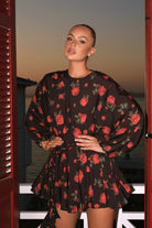 Elora Çiçek Desenli Mini Elbise - 0