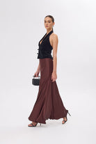 Larissa Brown Maxi Satin Skirt - 0