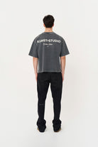 Kısa Kollu Baskılı Box Fit Yıkamalı Gri T-Shirt - 6