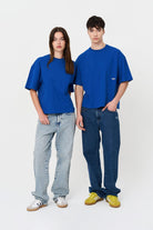 Kısa Kollu Baskılı Box Fit Mavi T-Shirt - 7